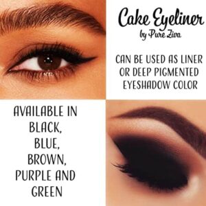 Pure Ziva Matte Cool Dark Navy Blue Cake Eyeliner & Pressed Eyeshadow, Water Activated Powder; Gluten & Cruelty Free - Image 4