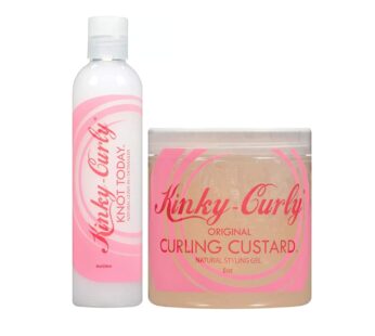 Kinky Curly Knot Today Leave In Conditioner/Detangler 8 oz + Curl Custard Gel 8 oz