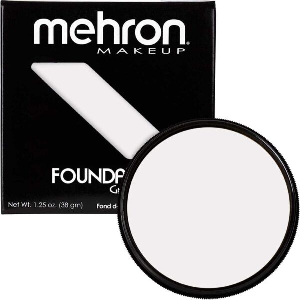 Mehron Makeup Foundation Greasepaint | Stage, Face Paint, Body Paint, Halloween Makeup 1.25 oz (38 g) (WHITE) - Image 3