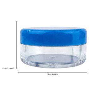 Beauticom (Quantity: 25 Pieces) 5G/5ML Round Clear Jars with Blue Lids for Lotion, Creams, Toners, Lip Balms, Makeup Samples - Image 2