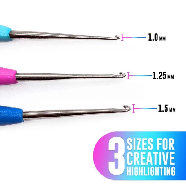 Colortrak Hair Highlighting Needles, Precision Metal Needles with Soft Contour Gel Handles, Reduces Hand Fatigue, Sizes: 1.0 Teal, 1.25 Fuchsia, 1.5 B - Image 4