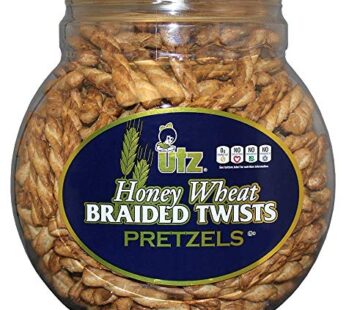 Utz Honey Wheat Braided Pretzel Twists ? 56 oz Barrel ? Sweet Honey Taste, Thick, Crunchy Pretzel Twists, Perfect for Dipping and Snacks, Zero Cholest