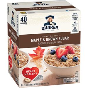 Quaker Instant Oatmeal Cereal, Maple and Brown Sugar, (40-1.51 oz packets) 60.6 Ounce - Image 6