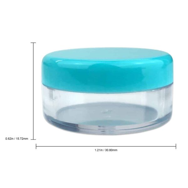 Beauticom (Quantity: 100 Pieces) 5G/5ML Round Clear Jars with Teal Sky Blue Lids for Scrubs, Oils, Toner, Salves, Creams, Lotions, Makeup Samples, Lip - Image 3