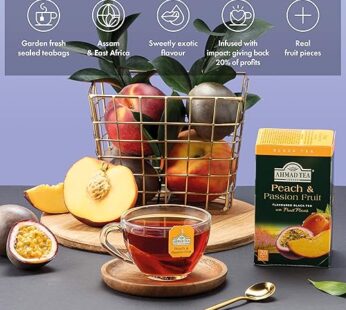 Ahmad Tea Black Tea, Peach And Passion Fruit Teabags, 20 ct (Pack Of 6) – Caffeinated And Sugar-Free