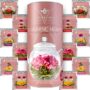 Teabloom Heart-Shaped Flowering Teas ? 12 Assorted Blooming Tea Flowers ? Green Tea + Jasmine, Pomegranate, Strawberry, Rose, Litchi & Peach