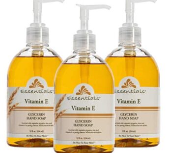 Essentials by Clearly Natural Glycerin Liquid Hand Soap, Vitamin E, 12-Fluid Ounce, Pack of 3
