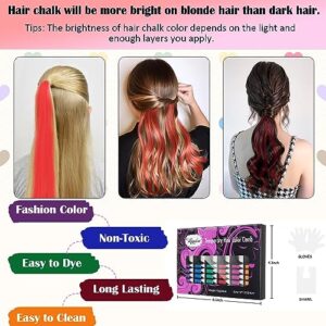 Maydear Hair Chalk Comb for Kids Girls, Temporary Hair Color Kit Non Toxic Washable Hair Dye for Age 4 5 6 7 8 9 10 11 12 Birthday Cosplay Christmas E - Image 3