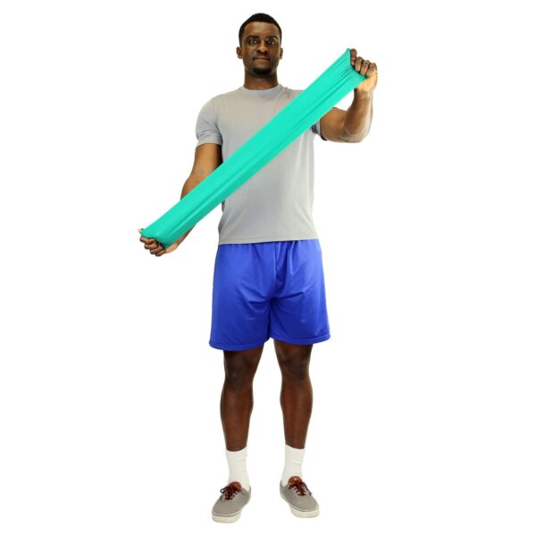 Cando 10-5203 Singles Low Powder Exercise Band, Singles, 4' Length, Green, Medium - Image 2