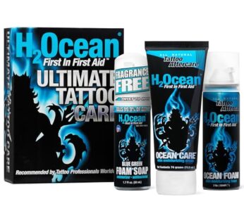 H2Ocean Ultimate Tattoo Care Kit for a Faster Heal – Tattoo Skincare Regimen – 1.7 oz Blue Green Foam Soap, 2.5 oz Ocean Care Skin Moisturizing Cream
