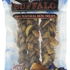 Loving Pets Pure Buffalo 6-Inch Braided Bully Stick Dog Treat, 3-Pack - Image 1