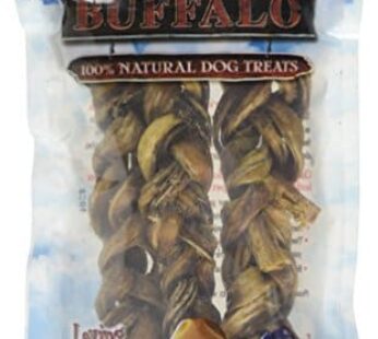 Loving Pets Pure Buffalo 6-Inch Braided Bully Stick Dog Treat, 3-Pack