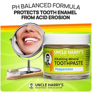 Uncle Harry's Peppermint Remineralizing Toothpaste | Natural Whitening Toothpaste Freshens Breath & Promotes Enamel | Vegan Fluoride Free Toothpaste ( - Image 2