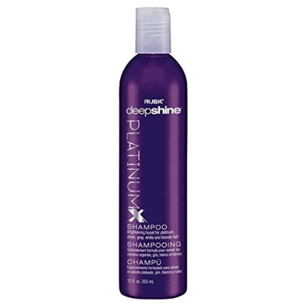 RUSK Deepshine Platinum Shampoo, 12 Oz, Gentle Cleansing Shampoo, Brightening Boost for Platinum, Silver, Gray, White, and Blonde Hair, Removes Yellow