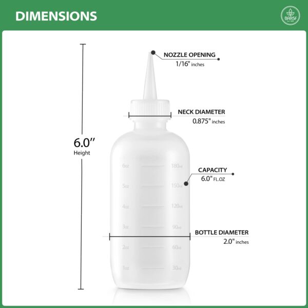 Bar5F Hair Color Applicator Bottles, 3-Pack, 6 Ounce Translucent Squeeze Dropper Bottle with Measuring Scale, BPA Free, Ideal for Salon, Oil, Hair Col - Image 4