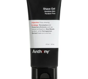 Anthony Shave Gel for Sensitive Skin ? Non-Foaming, Soothing Shaving Cream for Men and Women. With Aloe Vera Beads, Eucalyptus, Rosemary and Carrageen