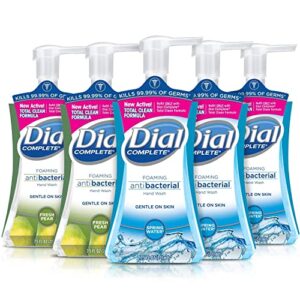 Dial Complete Antibacterial Foaming Hand Soap, 2-Scent Variety Pack, Spring Water/Fresh Pear, 7.5 Fluid Ounces Each , 5 count (Pack of 1) - Image 1