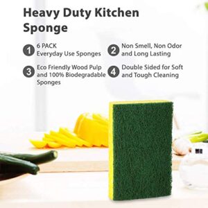 SCRUBIT Heavy Duty Scrub Sponges - Dishwashing Sponge Along with A tough Scouring Pad - Ideal for Cleaning Kitchen, Dishes, Bathroom - Yellow - 24 Dis - Image 6