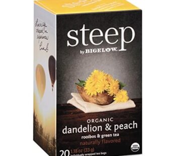 Bigelow 17715 Steep Tea, Dandelion & Peach, 1.18 Oz Tea Bag, 20/Box