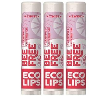 Eco Lips Vegan Superfruit Bee Free Lip Balm Includes Candelilla Wax, Organic Cocoa Butter and Coconut Oil. 100% Plastic-Free Plant Pod Packaging. 3-Pa