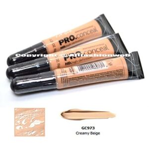 LA Girl Pro Concealer 3 x GC973 Creamy Beige HD. High Definition Liquid Concealer + FREE EARRING - Image 4