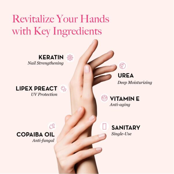 Bodipure All-In-1 Moisturizing Hand Mask | Keratin & Vitamin E Hand Mask for Dry Cracked Hands | Natural Moisturizing Gloves Formula | Strengthen Nails & Repair Hands | 12 Pairs - Image 3