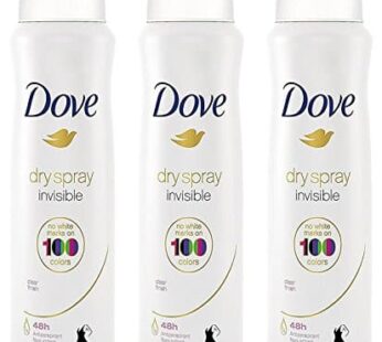 Dove Antiperspirant Dry Spray – Invisible – Clear Finish – 3.8 OZ (107 g) Per Can – Pack of 3 Cans