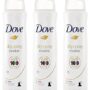 Dove Antiperspirant Dry Spray - Invisible - Clear Finish - 3.8 OZ (107 g) Per Can - Pack of 3 Cans