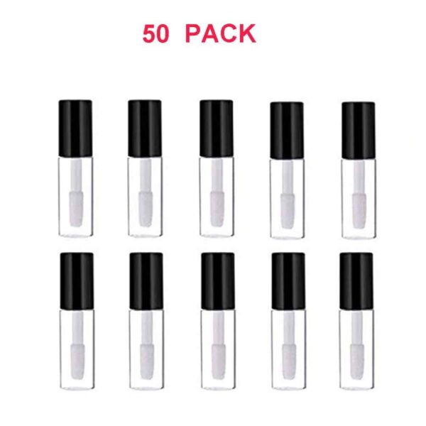 Mydio 50 Pack 1.2ML Clear Mini Lip Gloss Tube Empty Lip Balm Containers With Black Lid for Lipstick Samples - Image 2
