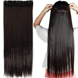 S-noilite 30"/29" Straight Curly 3/4 Full Head One Piece 5clips Clip in Hair Extensions Long Poplar Style for Women Gifts 22colors (30" - Straight, da - Image 1