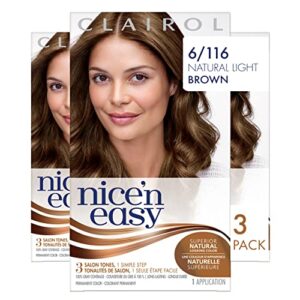 Clairol Nice'n Easy Liquid Permanent Hair Dye, 6 Light Brown Hair Color, Pack of 3 - Image 1