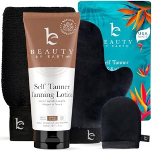 Tanning Lotion Self Tanner Kit - USA Made with Organic & Natural Ingredients, Self Tanning Lotion & Application Kit, Non Toxic Gradual Tan Lotion, Sun - Image 1