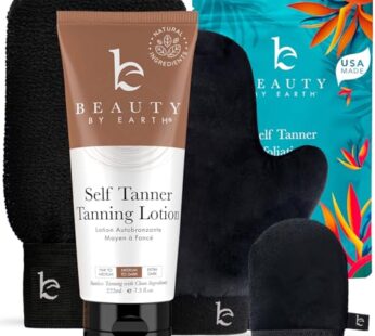 Tanning Lotion Self Tanner Kit – USA Made with Organic & Natural Ingredients, Self Tanning Lotion & Application Kit, Non Toxic Gradual Tan Lotion, Sun