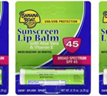 Banana Boat Aloe Vera Sunscreen Lip Balm with Vitamin E SPF 45 3-Pack
