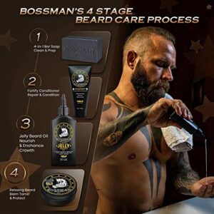 Bossman Relaxing Beard Balm - Beard Tamer, Relaxer, Thickener and Softener Cream - Beard Care Product - Made in USA (Gold Scent) - Image 3