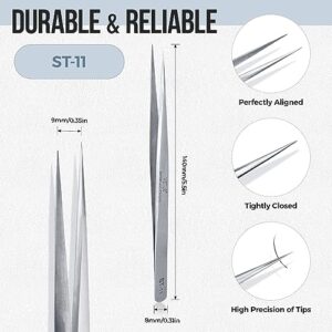 LASHVIEW Lash Tweezer, Vetus Straight Pointed Eyelash Tweezers for Profissional Grafting Eyelash Extension, Stainless Steel Needle Nose Tweezers for L - Image 5