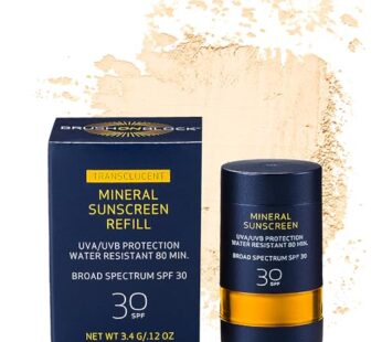 Brush On Block Mineral Sunscreen Powder Refill, Natural Broad-Spectrum SPF 30, Safe for Sensitive Skin, UVA UVB Face Protection, Reef Friendly (Transl