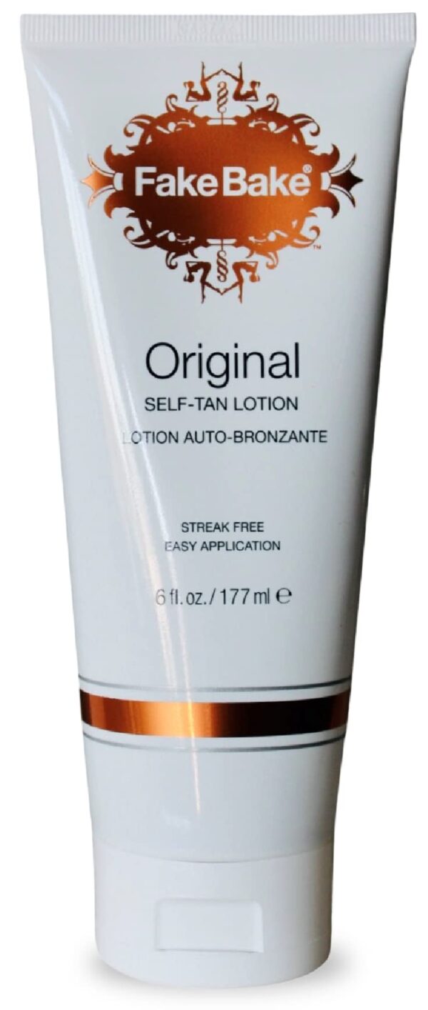 Fake Bake Original Self-Tanning Lotion Lasting Natural Looking Sunless Tanner For All Skin Tones Women & Men - Streak Free, Flawless Glow Includes Glo