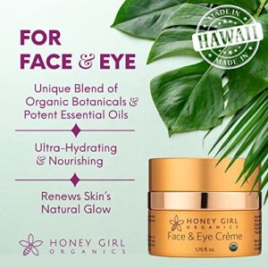 Honey Girl Organics Face & Eye Cr?me, USDA Certified Organic Facial Moisturizer & Under Eye Cream for Wrinkles, Dark Circles and Puffiness w/Hydrating - Image 3