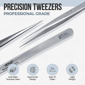 LASHVIEW Lash Tweezer, Vetus Straight Pointed Eyelash Tweezers for Profissional Grafting Eyelash Extension, Stainless Steel Needle Nose Tweezers for L - Image 2