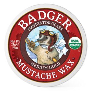 Badger - Mustache Wax, Medium Hold, Natural Mustache Wax, Certified Organic, Styling Facial Hair Wax, Moustache Wax, 0.75 oz - Image 1