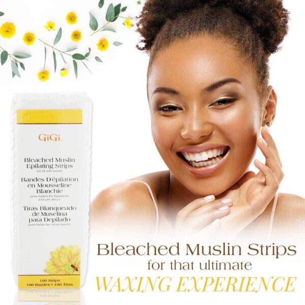GiGi Small Bleached Muslin Epilating Strips for Hair Waxing/Hair Removal, 100 Strips - Image 3