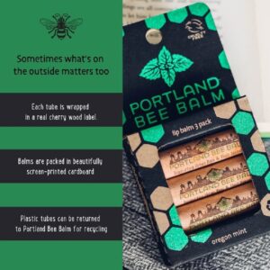 Portland Bee Balm All Natural Handmade Beeswax Based Lip Balm, Oregon Mint 3 Count - Image 4