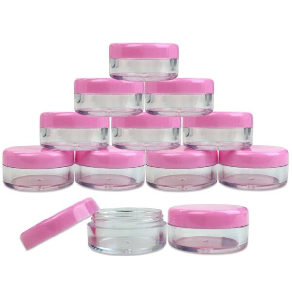 Beauticom 5G/5ML Clear Plastic Cosmetic Container Jars with PINK Lids, 50 Pcs - Image 4