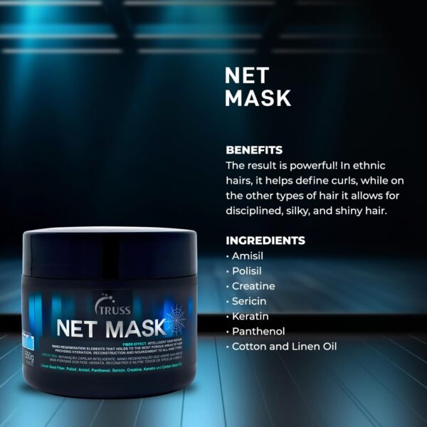 TRUSS Net Hair Mask - Deep Conditioning Treatment + Hair Repair Mask for Curly Hair - Detangle + Hydrate Curls while Soothing Damage - Anti Frizz + Hu - Image 5