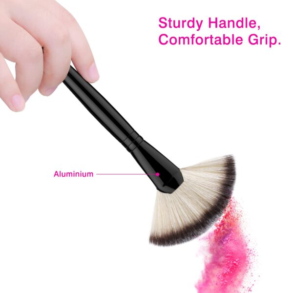 Fan Makeup Brush, Luxspire Professional Highlighting Make Up Brush Blush Bronzer Cheekbones Brush, Single Large Soft & Dense Face Blush Powder Foundat - Image 4