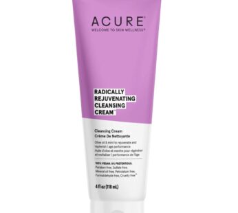 Acure Radically Rejuvenating Cleansing Cream – Foaming Creamy Facial Cleanser – Moisturizing Benefits of Olive Oil, Cocoa Butter and the Soothing Deep