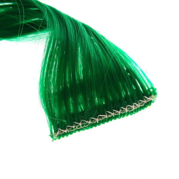 SWACC 12 Pcs Curly Wavy One Color Party Highlights Clip on in Hair Extensions Colored Hair Streak Synthetic Hairpieces (Green) - Image 4