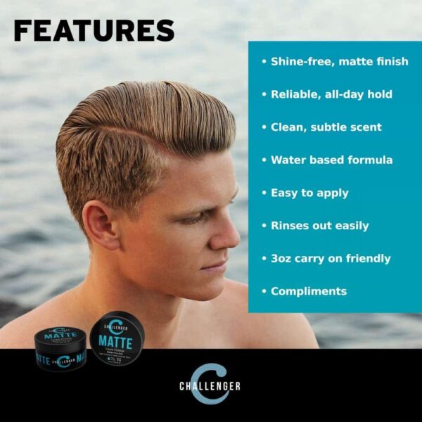 Challenger Matte Cream Pomade Combo | Natural, Shine Free Styling Product | Medium Firm All-Day Hold | Travel Friendly Water Based Hair Gel | For All - Image 4