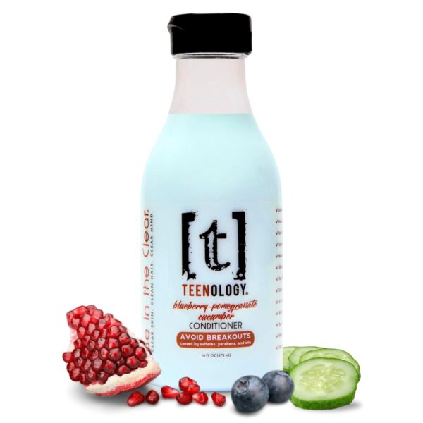 Teenology Conditioner for Teens - Avoid Forehead and Body Acne - Sulfate and Paraben Free, Noncomedogenic, Natural Botanical Extracts, Blueberry Pomeg